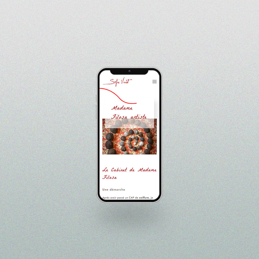 Sofie Vinet - site web mobile contenu