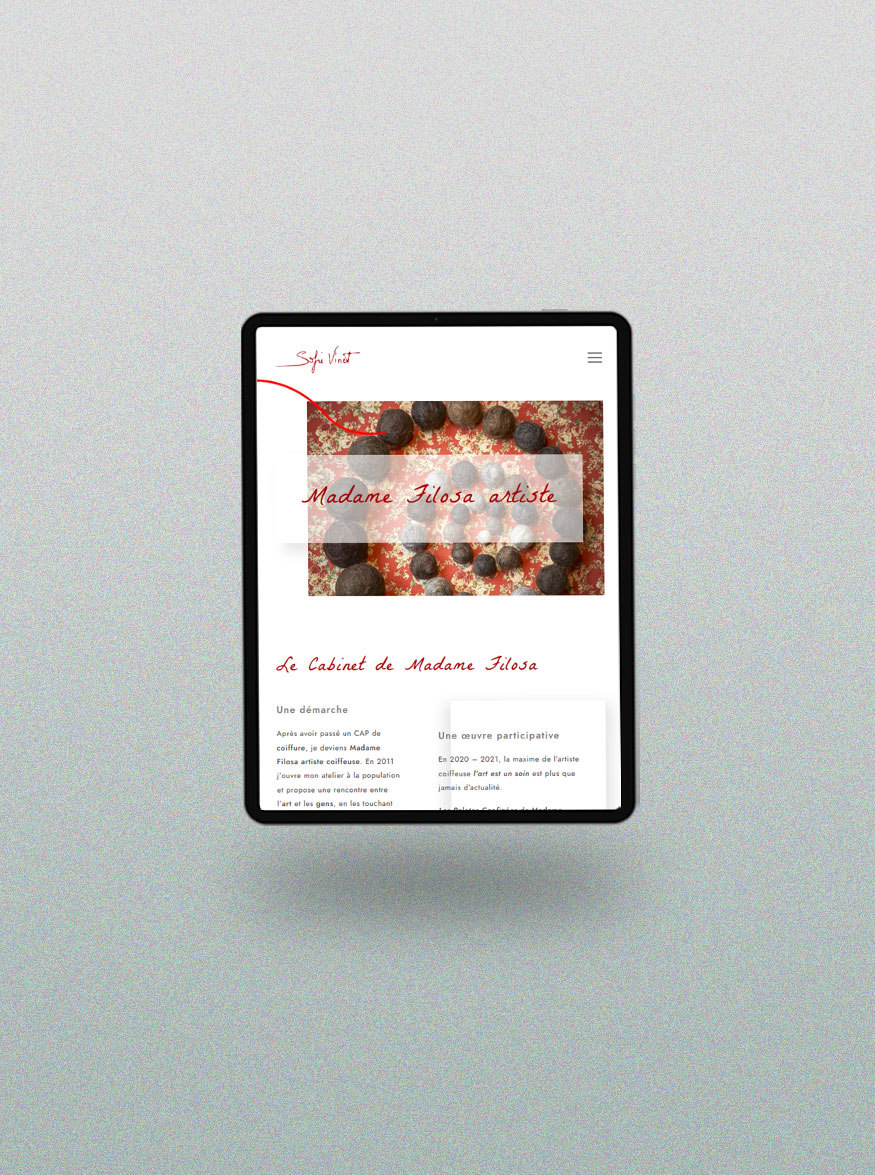 Sofie Vinet - site web tablette contenu